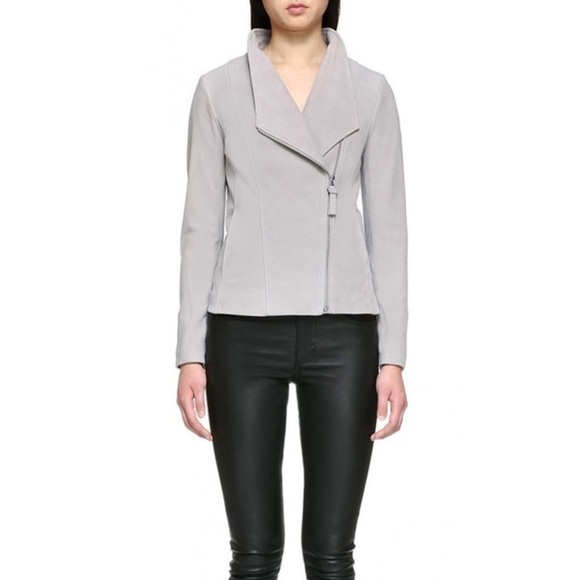 MACKAGE Cleo Grey Suede Leather Moto Biker Zip Jacket Small - Picture 12 of 12